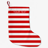 Rood wit horizontaal Preppy Stripe Name Monogram Kleine Kerstsok (Voorkant)