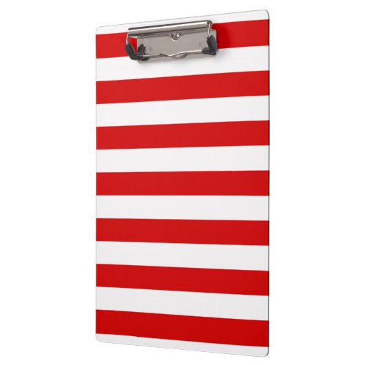 Rood wit horizontaal Preppy Stripe Name Monogram Klembord (Links)