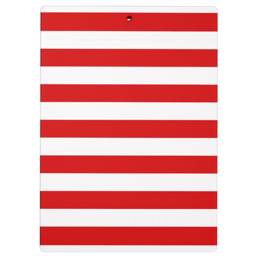 Rood wit horizontaal Preppy Stripe Name Monogram Klembord (Achterkant)
