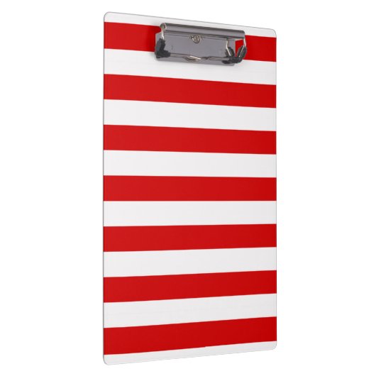 Rood wit horizontaal Preppy Stripe Name Monogram Klembord (Rechts)