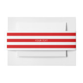 Rood wit horizontaal Preppy Stripe Name Monogram Uitnodigingen Wikkel (Voorkant Voorbeeld)