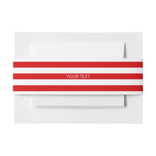 Rood wit horizontaal Preppy Stripe Name Monogram Uitnodigingen Wikkel (Voorkant Voorbeeld)