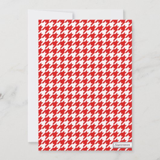 Rood & Wit Houndstooth Bruidsdouche uitnodigingen (Achterkant)