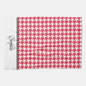 Rood & Wit Houndstooth Gepersonaliseerd Theedoek (Horizontaal)