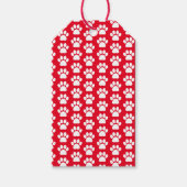 Rood wit huisdier puppy hond poot print patroon cadeaulabel (Voorkant)
