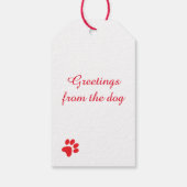 Rood wit huisdier puppy hond poot print patroon cadeaulabel (Achterkant)