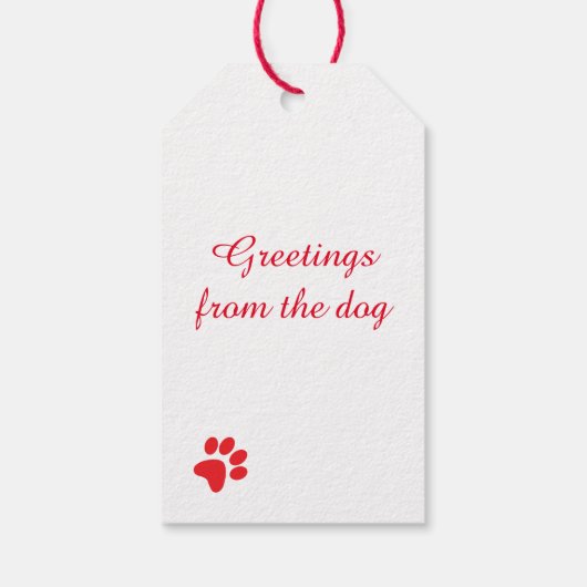 Rood wit huisdier puppy hond poot print patroon cadeaulabel (Achterkant)