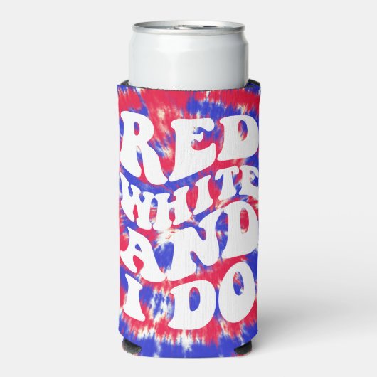 Rood Wit Ik Doe Amerika Tie Dye Bachelorette Seltzer Blikjeskoeler (Seltzer Voorkant)