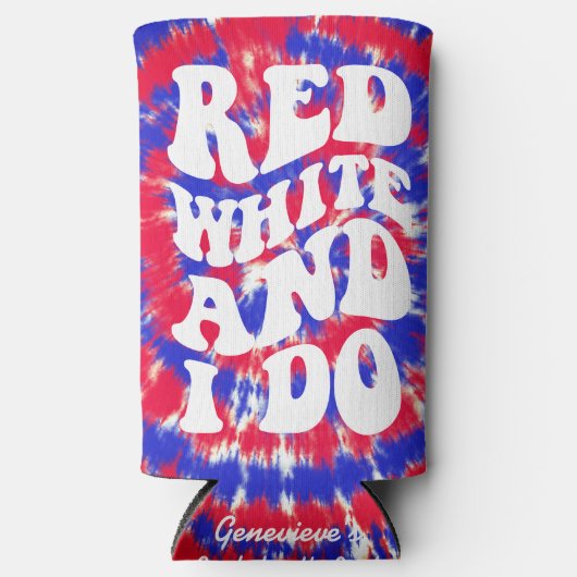 Rood Wit Ik Doe Amerika Tie Dye Bachelorette Seltzer Blikjeskoeler (Voorkant)