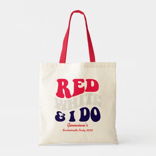 Rood Wit Ik Doe Amerikaanse Retro Bruidsfeest Tote Bag (Achterkant)