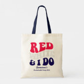 Rood Wit Ik Doe | Amerikaanse Retro Tekst Hen Part Tote Bag (Achterkant)