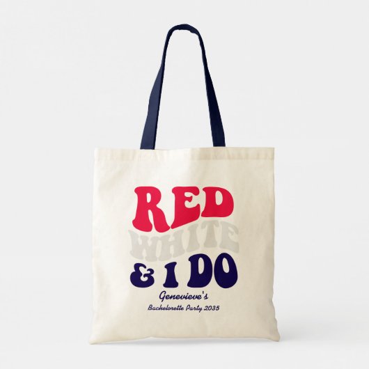 Rood Wit Ik Doe | Amerikaanse Retro Tekst Hen Part Tote Bag (Achterkant)