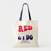 Rood Wit Ik Doe | Amerikaanse Retro Tekst Hen Part Tote Bag (Voorkant)