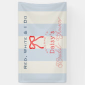 Rood Wit & Ik Doe Blauwe Strik Strepen Bruidsdouch Spandoek (Verticaal)