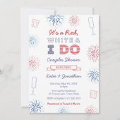 Rood Wit & Ik Doe Couples Trouwfeest Bruiloft Fees Kaart (Voorkant)