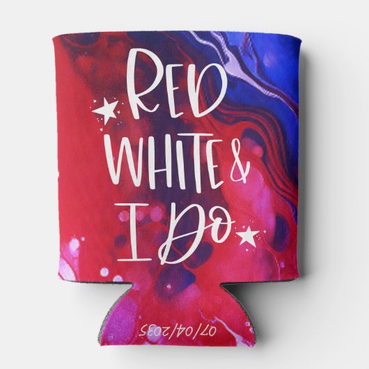 Rood Wit Ik Doe | Ongehuwde Vierde Juli Bruidspart Blikjeskoeler (Achterkant)