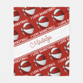 Rood wit Ik hou van basketbalmeiden sportdecor Fleece Deken (Voorkant)
