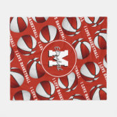 rood wit Ik hou van basketbalteamkleuren Fleece Bl Deken (Voorkant (Horizontaal))