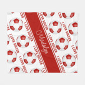 rood wit Ik hou van tekstpatroon voetbal Fleece Deken (Voorkant (Horizontaal))