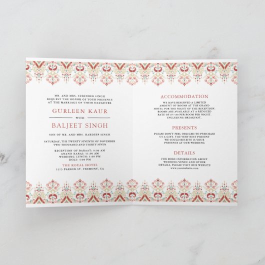 Rood Wit Ikat All in One Anand Karaj Sikh Wedding (Binnen)