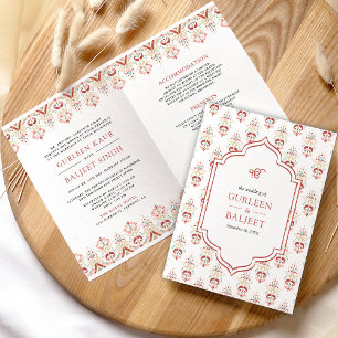 Rood Wit Ikat All in One Anand Karaj Sikh Wedding