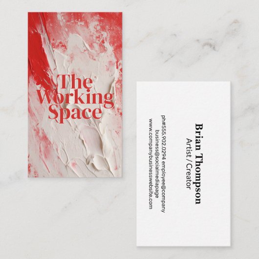 Rood wit Impasto schilderstijl Visitekaartje (Voorkant / Achterkant)