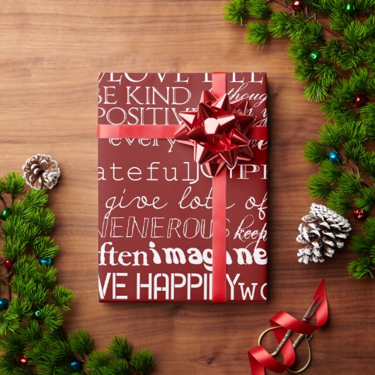 Rood wit Inspirerend woorden Kerst Cadeaupapier (Feestdagen Geschenken)
