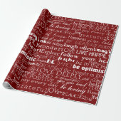 Rood wit Inspirerend woorden Kerst Cadeaupapier (Uitgerold)