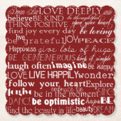 Rood wit Inspirerend woorden Kerst Kartonnen Onderzetters (Voorkant)