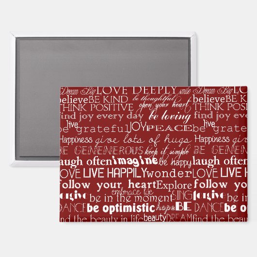 Rood wit Inspirerend woorden Kerst Magneet (Voorkant / Achterkant)