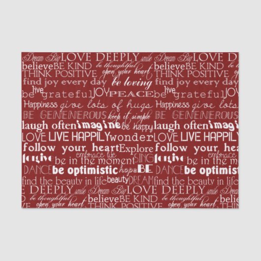 Rood wit Inspirerend woorden Kerst Tissuepapier (Voorkant)