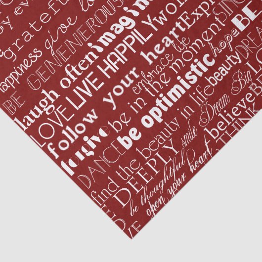 Rood wit Inspirerend woorden Kerst Tissuepapier (Detail)