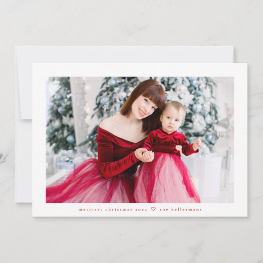 Rood wit is gewoon een minimale elegante kerstfoto feestdagenkaart (Voorkant)