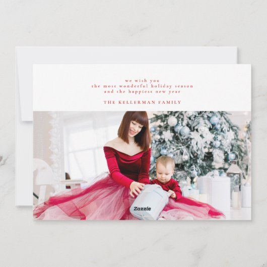 Rood wit is gewoon een minimale elegante kerstfoto feestdagenkaart (Achterkant)