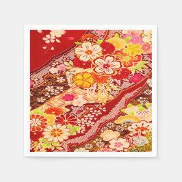 Rood Wit Japans Kimono Bloemen Decoupage Papier Servet