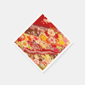 Rood Wit Japans Kimono Bloemen Decoupage Papier Servet (Hoek)
