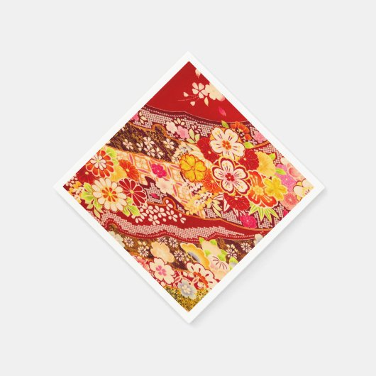 Rood Wit Japans Kimono Bloemen Decoupage Papier Servet (Hoek)