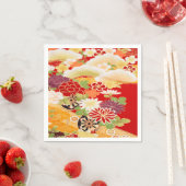 Rood Wit Japans Kimono Bloemen Decoupage Papier Servet (Insitu)