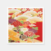 Rood Wit Japans Kimono Bloemen Decoupage Papier Servet (Voorkant)