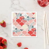 Rood Wit Japans Kimono Kraan Decoupage Papier Servet (Insitu)