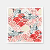 Rood Wit Japans Kimono Kraan Decoupage Papier Servet (Voorkant)