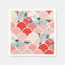 Rood Wit Japans Kimono Kraan Decoupage Papier Servet
