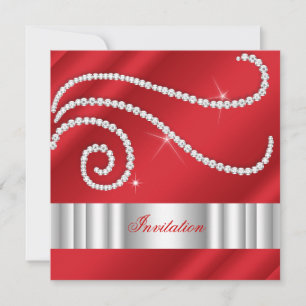 Rood Wit Juwelen Diamanten Zilver Verjaardag Kaart