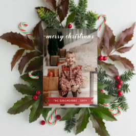 Rood Wit Kalligrafie Vrolijk Kerstmis Foto Feestdagenkaart