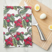 rood & wit kersenfruitpatroon Schattige Theedoek (Quarter Fold)
