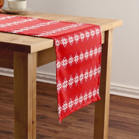 Rood & Wit Kerst Gebreid Patroon Korte Tafelloper (Voorbeeld)
