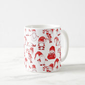 Rood & Wit Kerst Gnome Patroon Overal Koffiemok (Voorkant rechts)