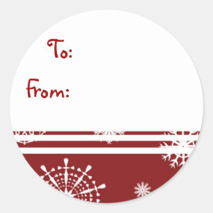 Rood Wit Kerst Sneeuwvlok Gift Labels