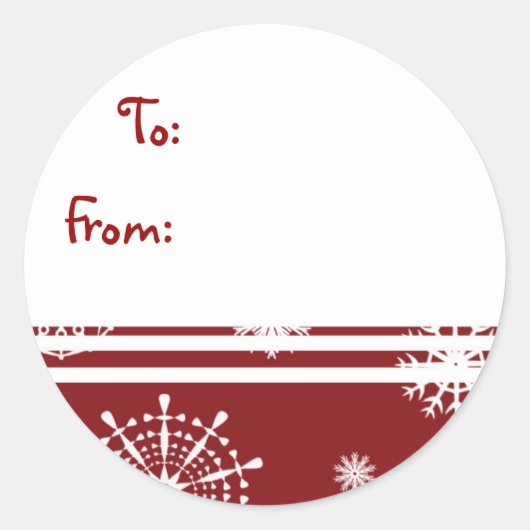 Rood Wit Kerst Sneeuwvlok Gift Labels (Voorkant)