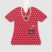 Rood & Wit Kerst Snoep Jurk Gepersonaliseerd Ornament (voorkant)